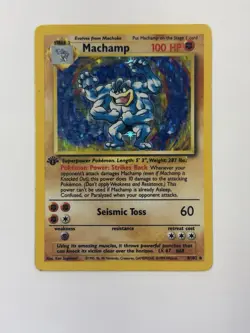 Pokemon TCG Machamp 8/102 Holo First Edition Base Set Holo Heavily Played - Image 1