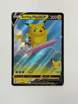 Pokemon TCG Surfing Pikachu V 008/025 Celebrations Ultra Rare Mint Pikachu - Image 1
