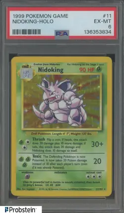 1999 Pokemon Game #11 Nidoking Holo PSA 6 EX-MT - Image 1
