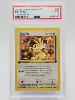 MEOWTH 2000 POKEMON TEAM ROCKET 1ST EDITION COMMON 62/82 PSA 9 Q0004 - Image 1