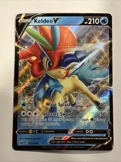 Pokemon Keldeo V 053/202 Sword Shield Base Set Ultra Rare Holo TCG NM - Image 1