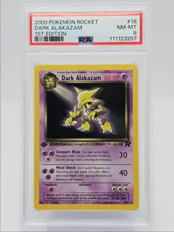 DARK ALAKAZAM 2000 POKEMON TEAM ROCKET 1ST EDITION RARE 18/82 PSA 8 Q0004 - Image 1