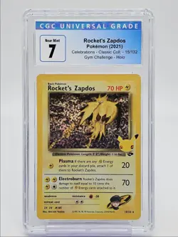 ROCKET'S ZAPDOS 2021 POKEMON CELEBRATIONS CLASSIC HOLO RARE 15/132 CGC 7 Q5650 - Image 1