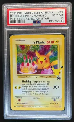 2021 Pokemon SWSH Celebrations Pikachu Classic Collection #24 PSA 10 - Image 1