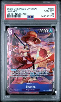 2025 ONE PIECE OP13-CARRYING ON HIS WILL ALTERNATE ART #065 SHANKS PSA 10 - Image 1