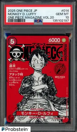 2025 ONE PIECE JPN PROMOS ONE PIECE MAG VOL.20 #014 MONKEY D. LUFFY PSA 10 - Image 1