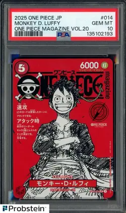 2025 ONE PIECE JPN PROMOS ONE PIECE MAG VOL.20 #014 MONKEY D. LUFFY PSA 10 #3 - Image 1