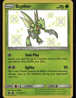 Scyther Shiny Holo Rare Hidden Fates: Shiny Vault SV1/SV94 Grass Pokemon Card T - Image 1