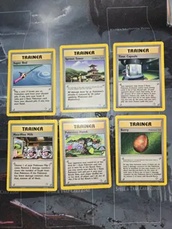 Neo Genesis 6 Card Lot Berry, MooMoo Milk, Pokemon March, Sprout Tower Super Rod - Image 1