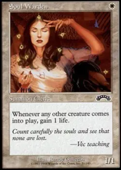 MTG Soul Warden, Exodus, Heavily Played, English - Image 1