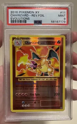 Pokemon Charizard 11/108 Evolutions Reverse Holo Rare PSA 9 2016 - Image 1