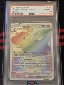 Pokemon Go Dragonite VSTAR Rainbow Secret Rare Card Set 081/078 PSA 10 - Image 1