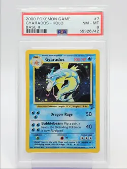 GYARADOS 2000 POKEMON GAME BASE SET 2 HOLO RARE 7/130 PSA 8 Q6129 - Image 1