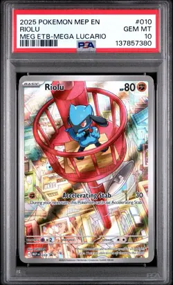 2025 POKEMON MEP MEGA EVOLUTION ETB PROMO #010 RIOLU PSA 10 - Image 1