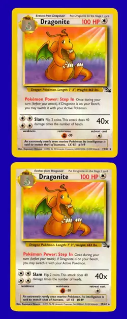 LOT of (2) 1999 Pokemon Fossil Dragonite 19/62 - RARE - Mint to Gem Mint - Image 1