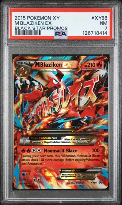 2015 POKEMON XY BLACK STAR PROMOS #XY86 M BLAZIKEN EX PSA 7 - Image 1