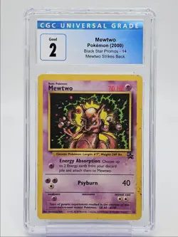 MEWTWO 2000 POKEMON MEWTWO STRIKES BACK BLACK STAR PROMO B #14 CGC 2 Q5650 - Image 1