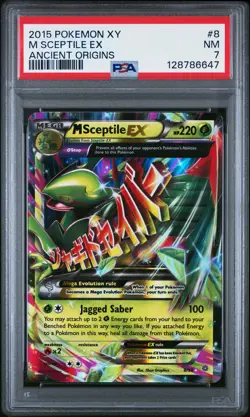 2015 Pokemon Xy Ancient Origins M Sceptile EX #8 Full Art Mega PSA 7 - Image 1