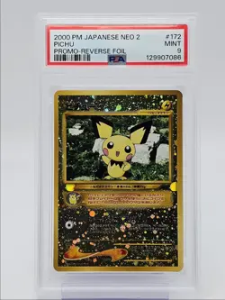 PICHU 2000 POKEMON JAPANESE NEO 2 REVERSE FOIL PROMO #172 PSA 9 Q0004 - Image 1