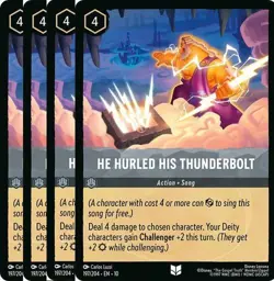 4 x He Hurled His Thunderbolt 197/204 Whispers in the Well Disney Lorcana - Image 1