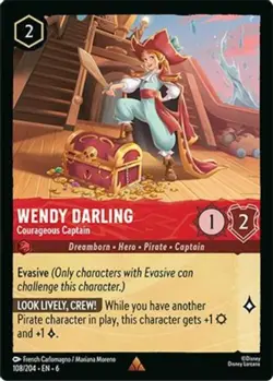 4x Wendy Darling - Courageous Captain - 108/204 - Rare NM-Mint Disney Lorcana: A - Image 1