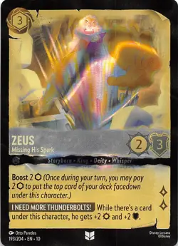 Zeus Missing His Spark Foil 193/204 Whispers in the Well Disney Lorcana - Image 1