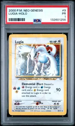 PSA 1 PR 2000 Neo Genesis Lugia 9/111 Holo Foil Rare Pokemon WOTC - Image 1