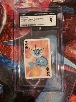 Vaporeon Pokemon 1999 Mini Deck Playing Cards 2.5x1.75in Three Of Clubs CGC 9 - Image 1