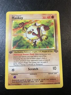 Mankey 1st Edition Jungle Set Pokemon Card - Image 1