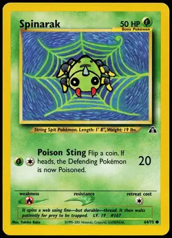 Spinarak 64/75 Common Neo Discovery Pokemon Card - Image 1