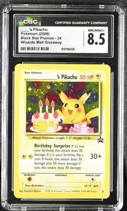 CGC 8.5 Birthday ____'s Pikachu 2000 Black Star Promos 24 Holo Pokemon Card - Image 1
