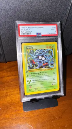 1999 Pokemon German 1st Edition Base Set #66 Tangela, #39 Porygon PSA 9 - Image 1