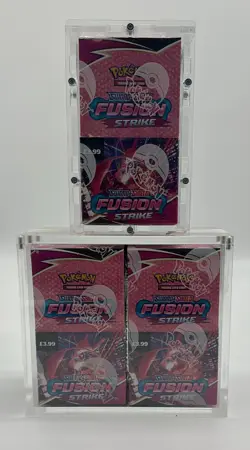 Lot of (3) Pokemon TCG Fusion Strike Half Booster Box Sealed w/ Acrylic Case - Image 1
