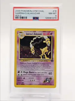 SABRINA'S ALAKAZAM 2000 POKEMON GYM CHALLENGE HOLO RARE 16/132 PSA 8 Q0004 - Image 1
