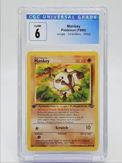 MANKEY 1999 POKEMON 1ST EDITION JUNGLE COMMON 55/64 CGC 6 Q5650 - Image 1