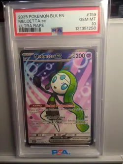 2025 Pokemon Blk En Meloetta Ex Ultra Rare #159/086 Psa 10 - Image 1