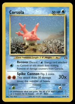 Pokemon Tcg Corsola #37 Pokemon Neo Discovery LP - Image 1