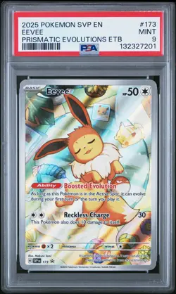 132327201 Eevee 2023 Pokemon SV Prismatic Evolutions ETB Promo #173 PSA 9 - Image 1