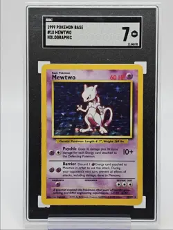 MEWTWO 1999 POKEMON BASE SET HOLOGRAPHIC RARE 10/102 SGC 7 Q5650 - Image 1