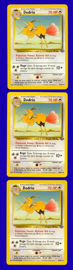 LOT of (3) 1999 Pokemon Jungle Dodrio 34/64 - RARE - Mint to Gem Mint - Image 1