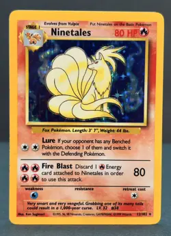 Pokemon Base Set Ninetales Holo - Lightly Played LP - Original Vintage 12/102 - Image 2