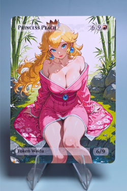 Princess Peach Waifu the Gathering, Custom Anime Waifu Super Mario Trading Card - Image 1