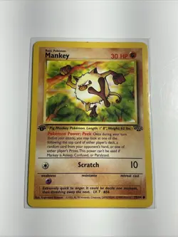 Mankey 55/64 Jungle Regular 1st Edition Pokemon Card TCG - Image 1