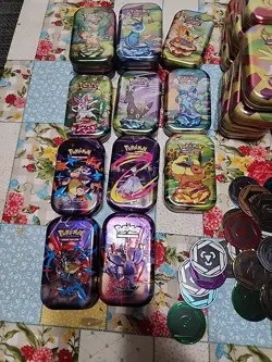 62× Pokemon 151 Mini Tins & Prismatic Mini Tins & Coins Empty *NO CARDS* - Image 2
