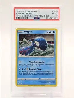 KYOGRE 2023 POKEMON CROWN ZENITH SEA & SKY PREMIUM RARE 036/059 PSA 9 Q0004 - Image 1