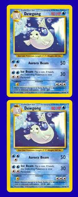 LOT of (2) 1999 Pokemon Game Base Set Dewgong 25/102 - RARE - Mint to Gem Mint - Image 1