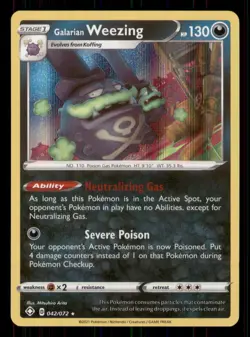 Galarian Weezing Shining Fates #042/072 Holo Rare Pokemon LP - Image 1