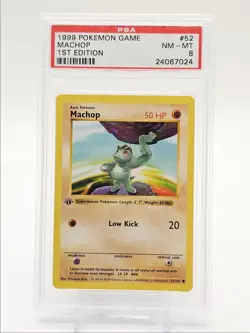 MACHOP 1999 POKEMON GAME BASE 1ST EDITION COMMON 52/102 PSA 8 Q0004 - Image 1