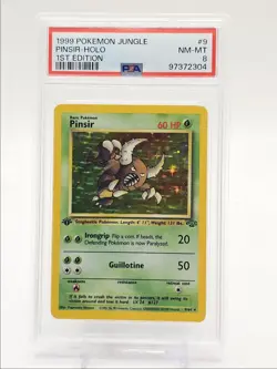 PINSIR 1999 POKEMON JUNGLE 1ST EDITION RARE 9/64 PSA 8 Q0004 - Image 1