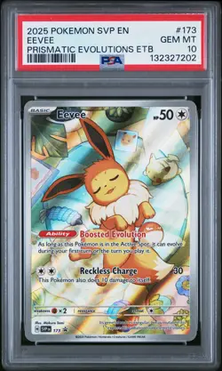 132327202 Eevee 2023 Pokemon SV Prismatic Evolutions ETB Promo #173 PSA 10 - Image 1